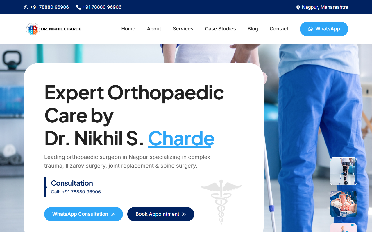 ReactJS healthcare website for orthopaedic centre by Curve Metrics