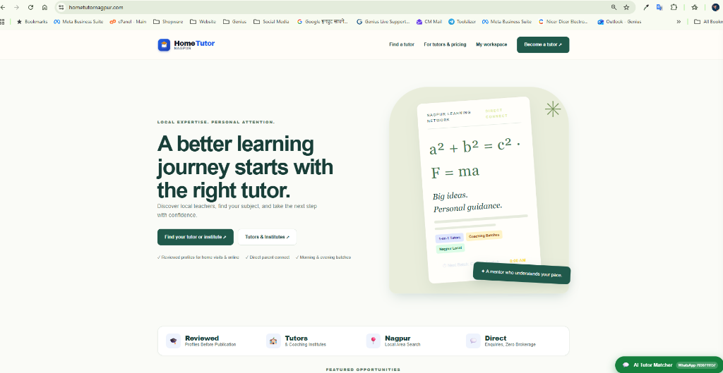 Home Tutor Nagpur learning network and tutor matcher platform preview