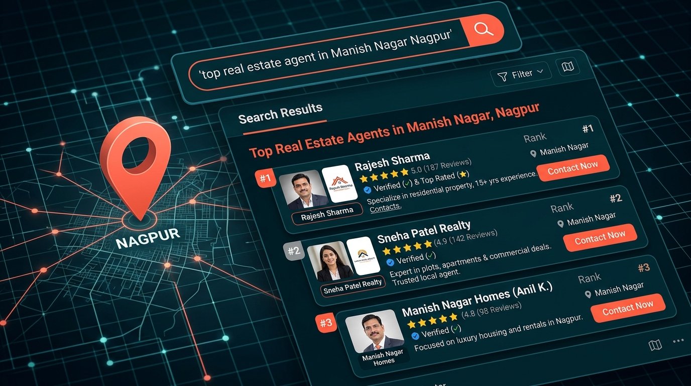 Local SEO rank graphic for top salons and spas in Dharampeth and Sadar Nagpur.